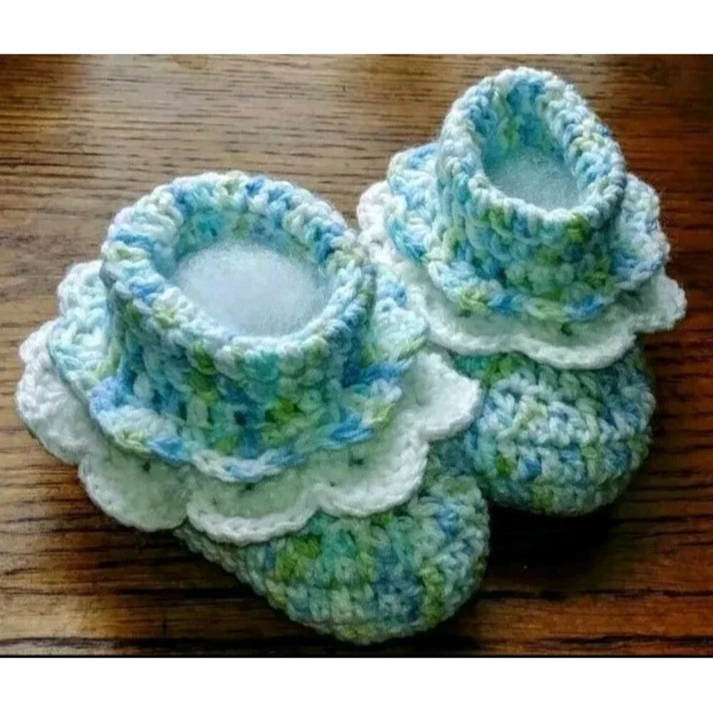 shoes 0 To 3 Months New Girls Leia Allen Booties Hand Made crocheted warm Baby